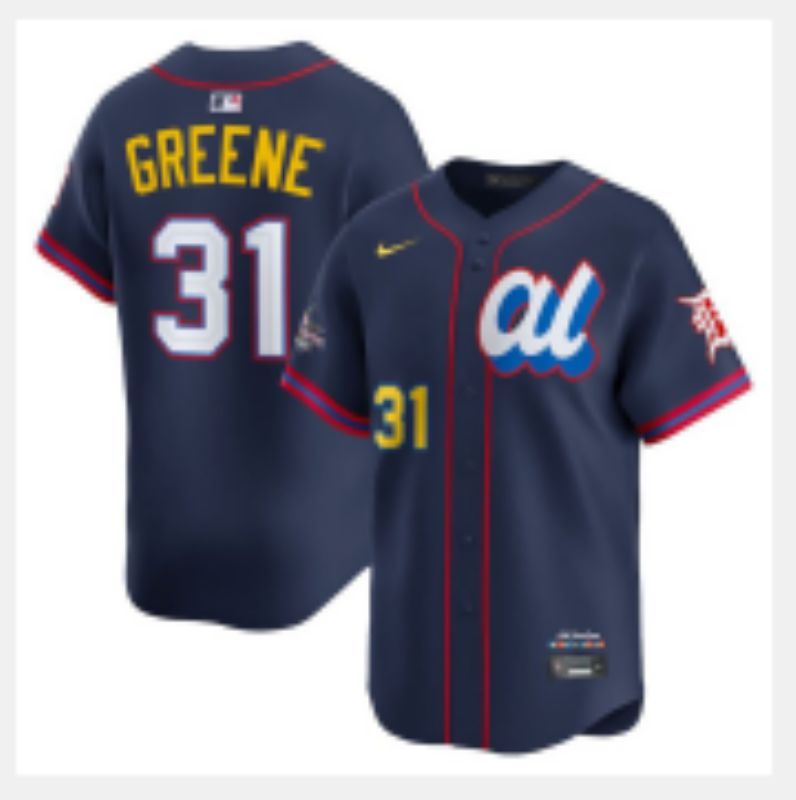 Men 2025 Detroit Tigers #31 Greene Blue All star Blank Blue Nike MLB Jersey style 2->detroit tigers->MLB Jersey